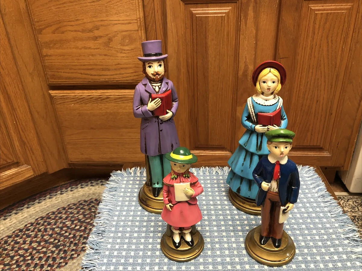 Caroler Vintage Norcrest Holiday Paper Mache Japan Boy Girl Family Man Woman 10”
