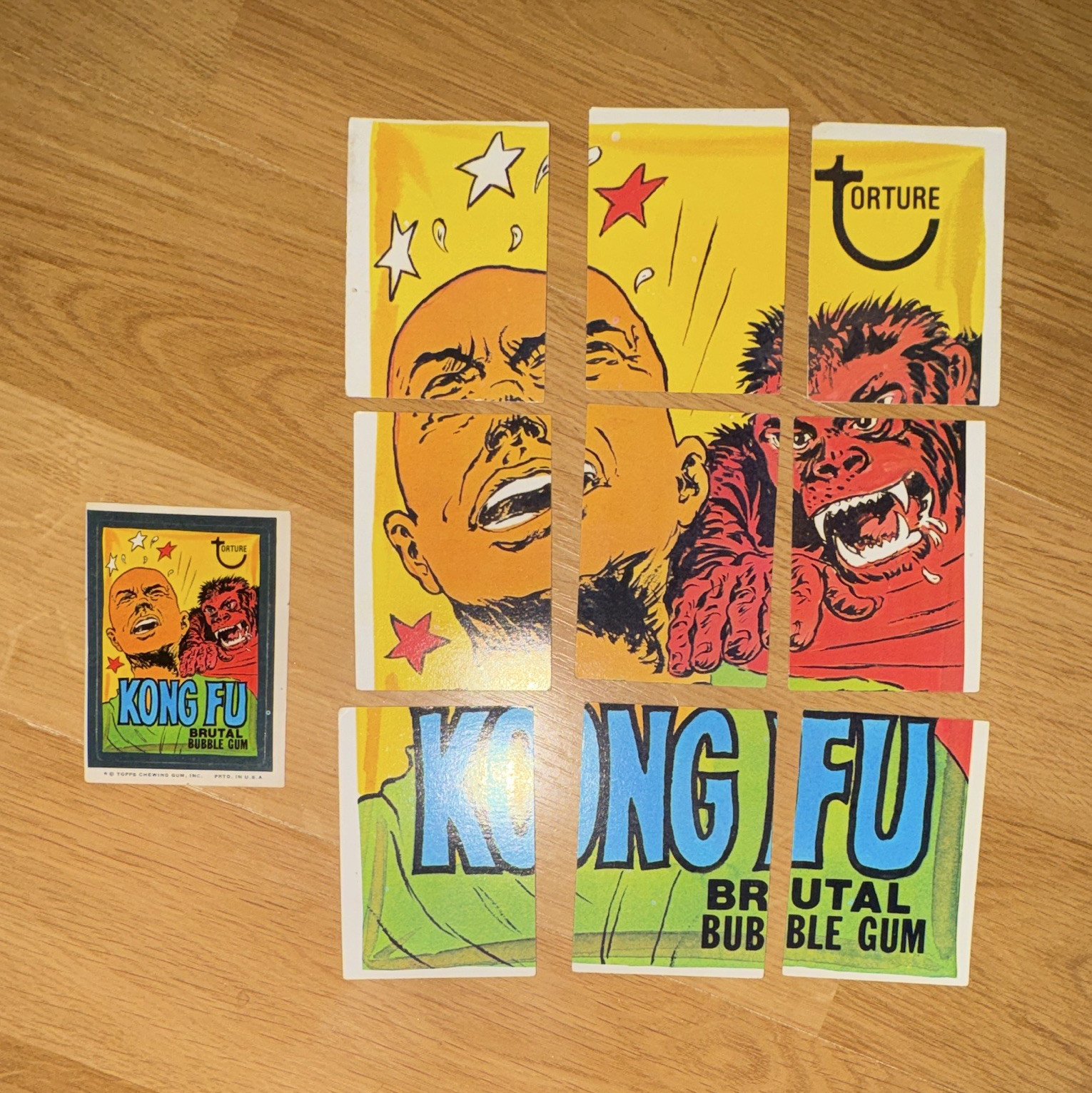 F. W. Woolworth Torture Kong Fu Brutal Bubble Gum 1976 Puzzle Card Lot 9