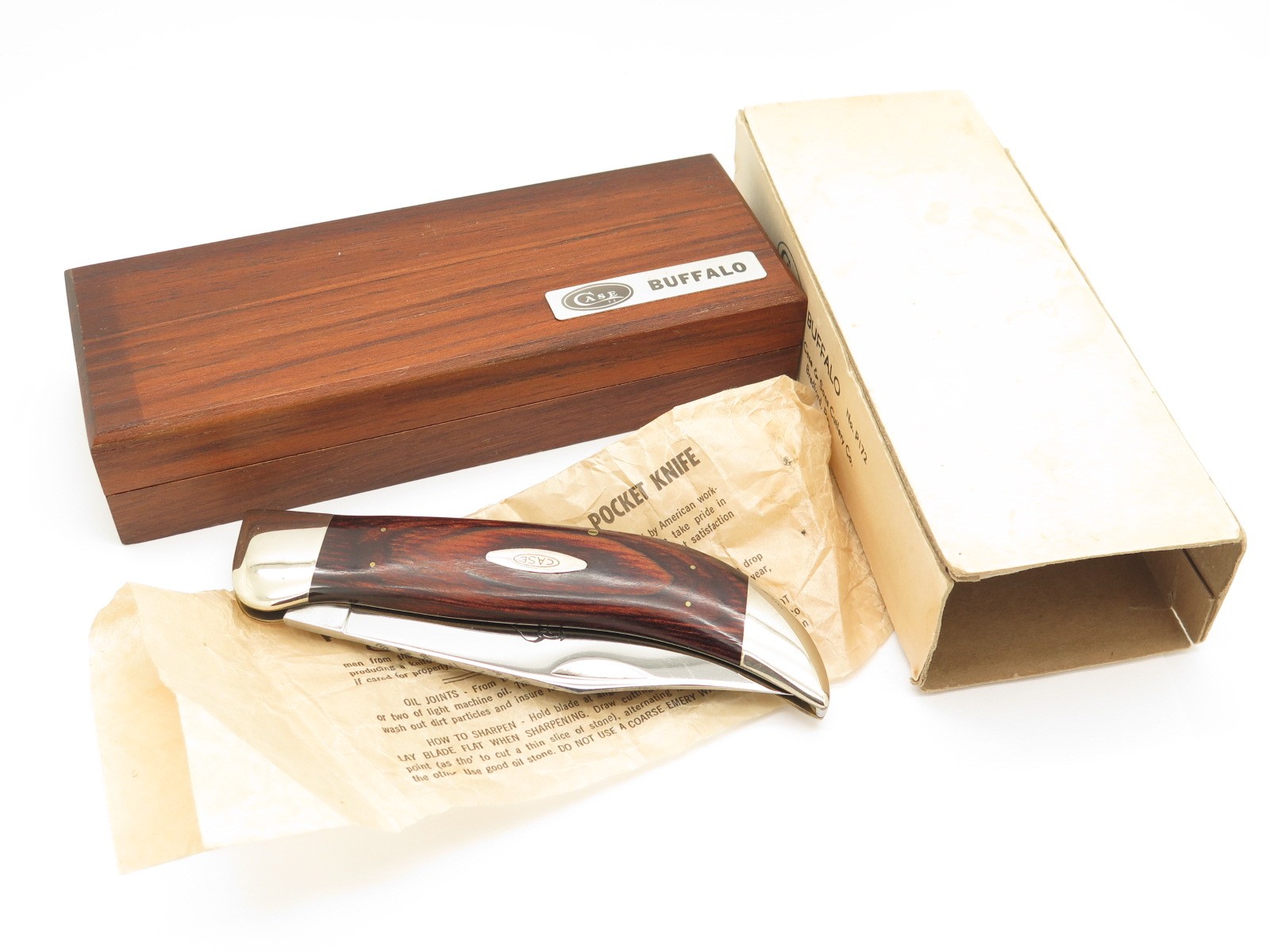 Vintage 1973 Case XX P172 Buffalo 7 Dot USA Wood Folding Hunter Clasp Knife Vintage 1973 Case XX P172 Buffalo 7 Dot USA Wood Folding Hunter Clasp Knife