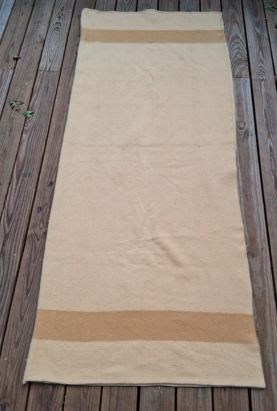 Vtg EARLY’S WITNEY POINT Pure Wool Blanket 4 Point Gold Striped England 74\
