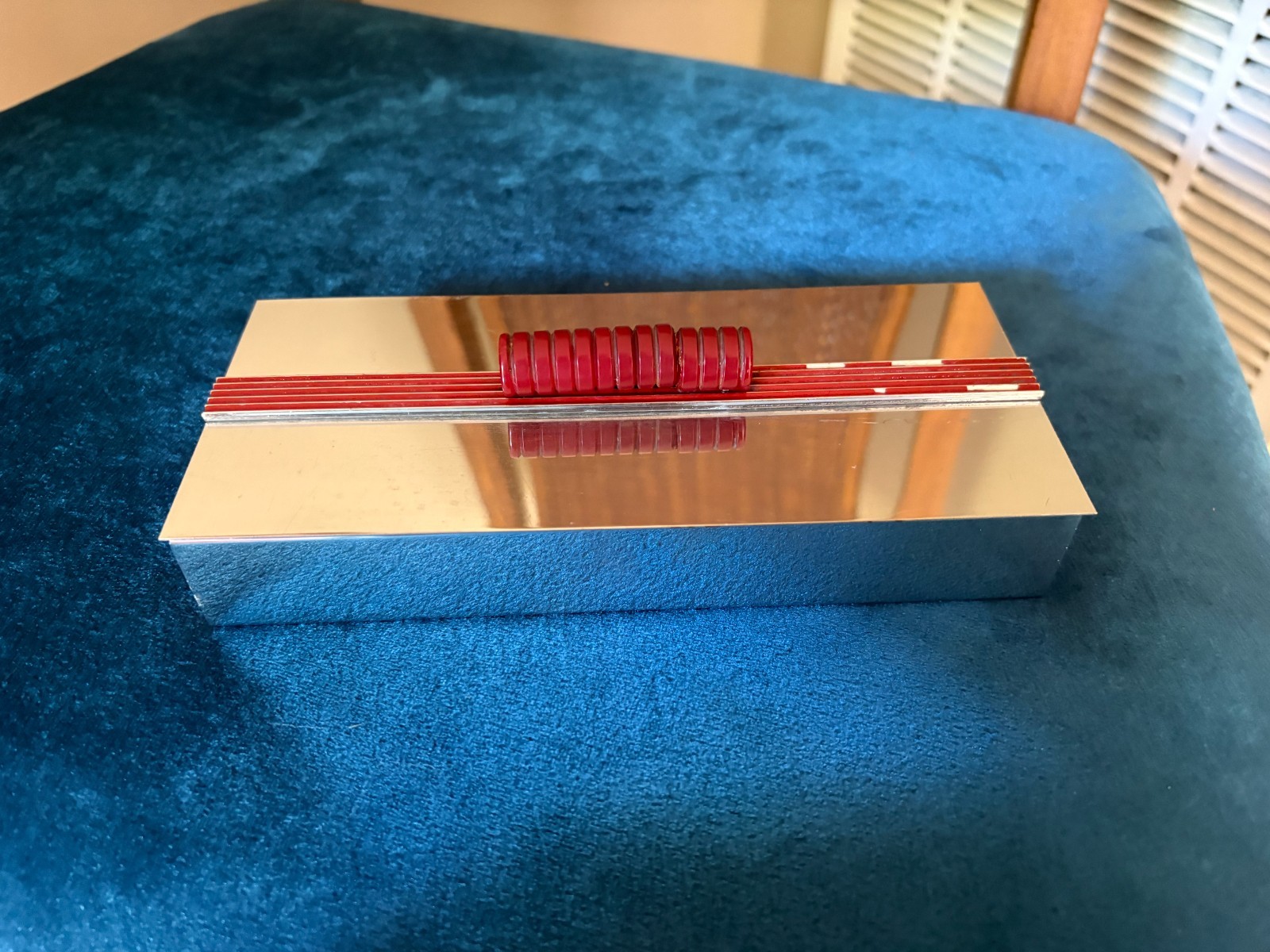 Vintage Chase Art Deco Studio Chrome Bakelite Tobacco Cigarette / Match Box
