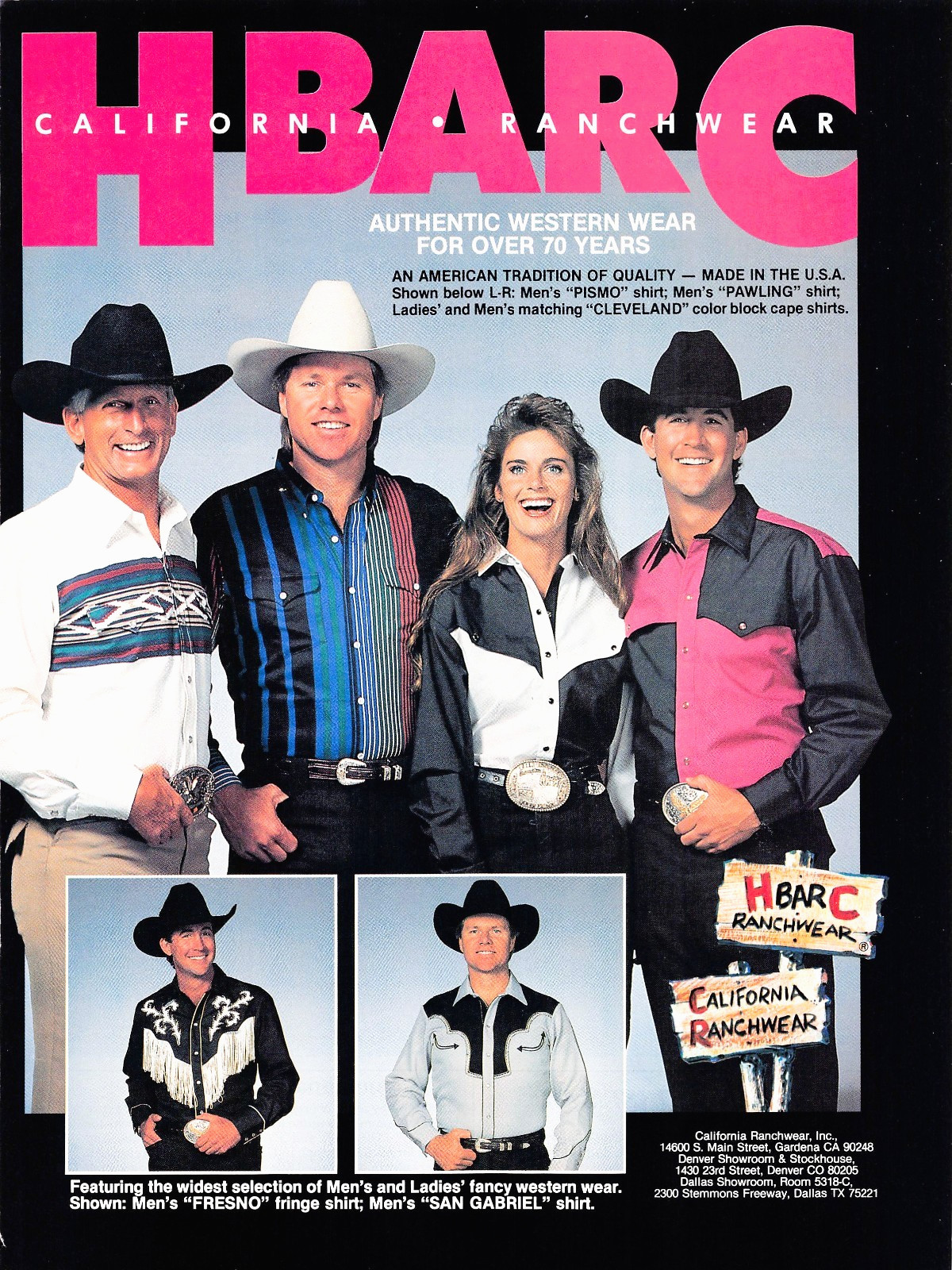 H Bar C California Ranchwear Western Cowboy Shirts Fashion Vintage Magazine Ad