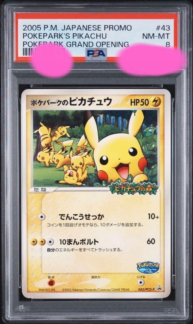 2005 Pokemon PokePark’s Pikachu Japanese Promo PSA 8 NM-MT #043 Grand Opening