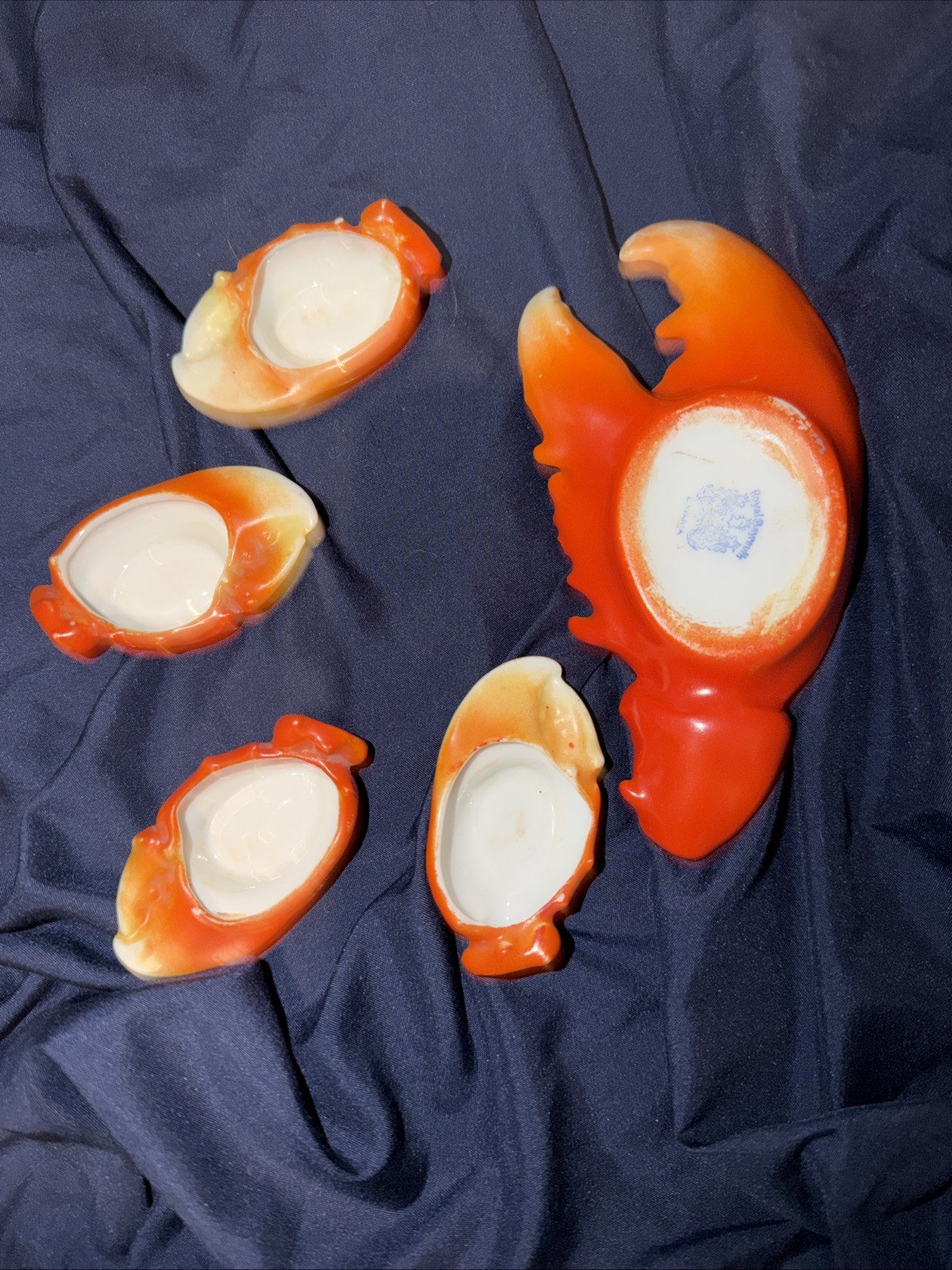 Antique Royal Bayreuth Bavaria Lobster Claw Porcelain Dishes Set of 5 Germany