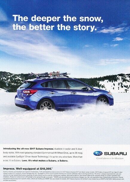 2017 Subaru Impreza - Snow AWD - Original Advertisement Print Art Car Ad D81
