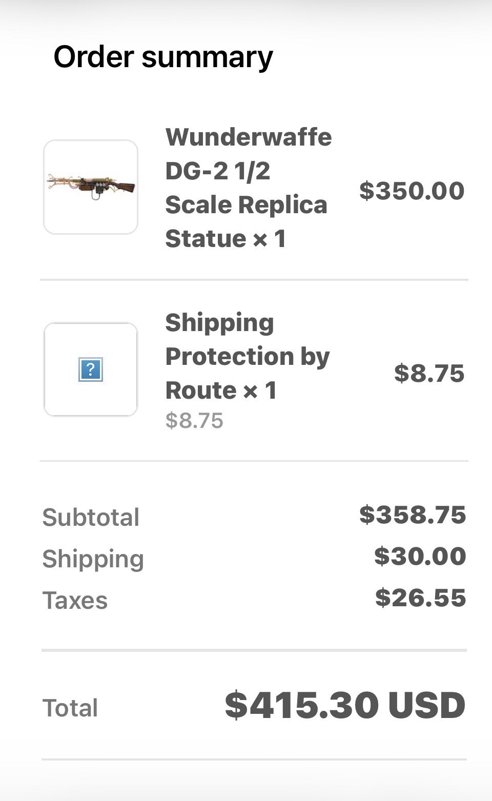 Wunderwaffe DG-2 Replica Statue 1/2 Scale Code Not Included
