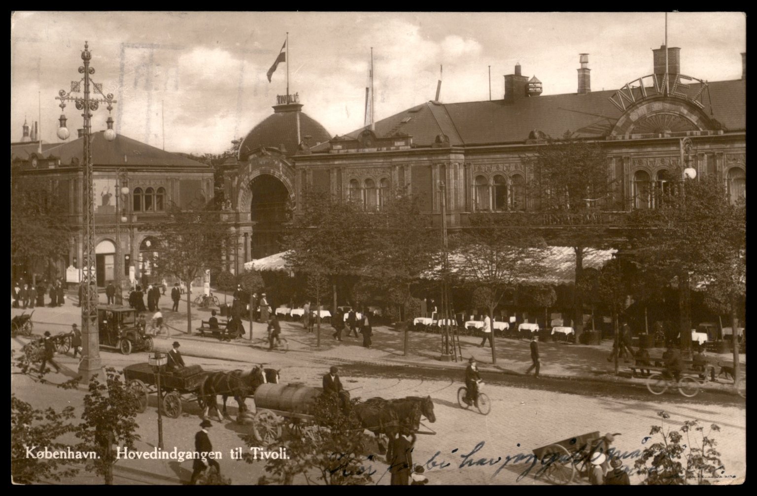 Vintage 1927 Copenhagen Tivoli Gardens Main Entrance Postcard Denmark