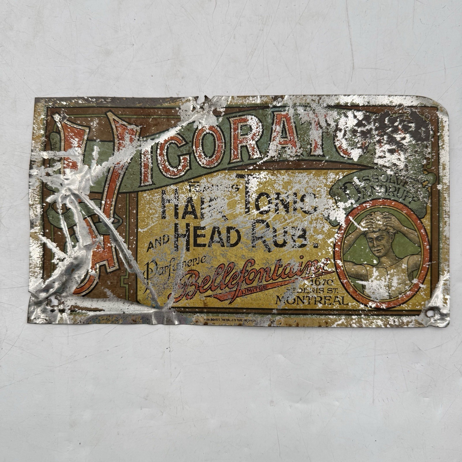 Antique Early Advertising Vigorator Hair Tonic Sign
