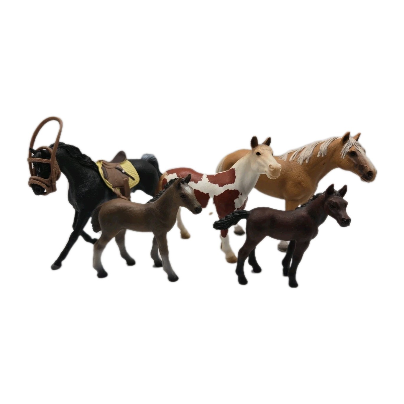 Schleich Horse Lot Of 5 Vintage Figures Foals Saddle Reins Farm Animal Toys  Set