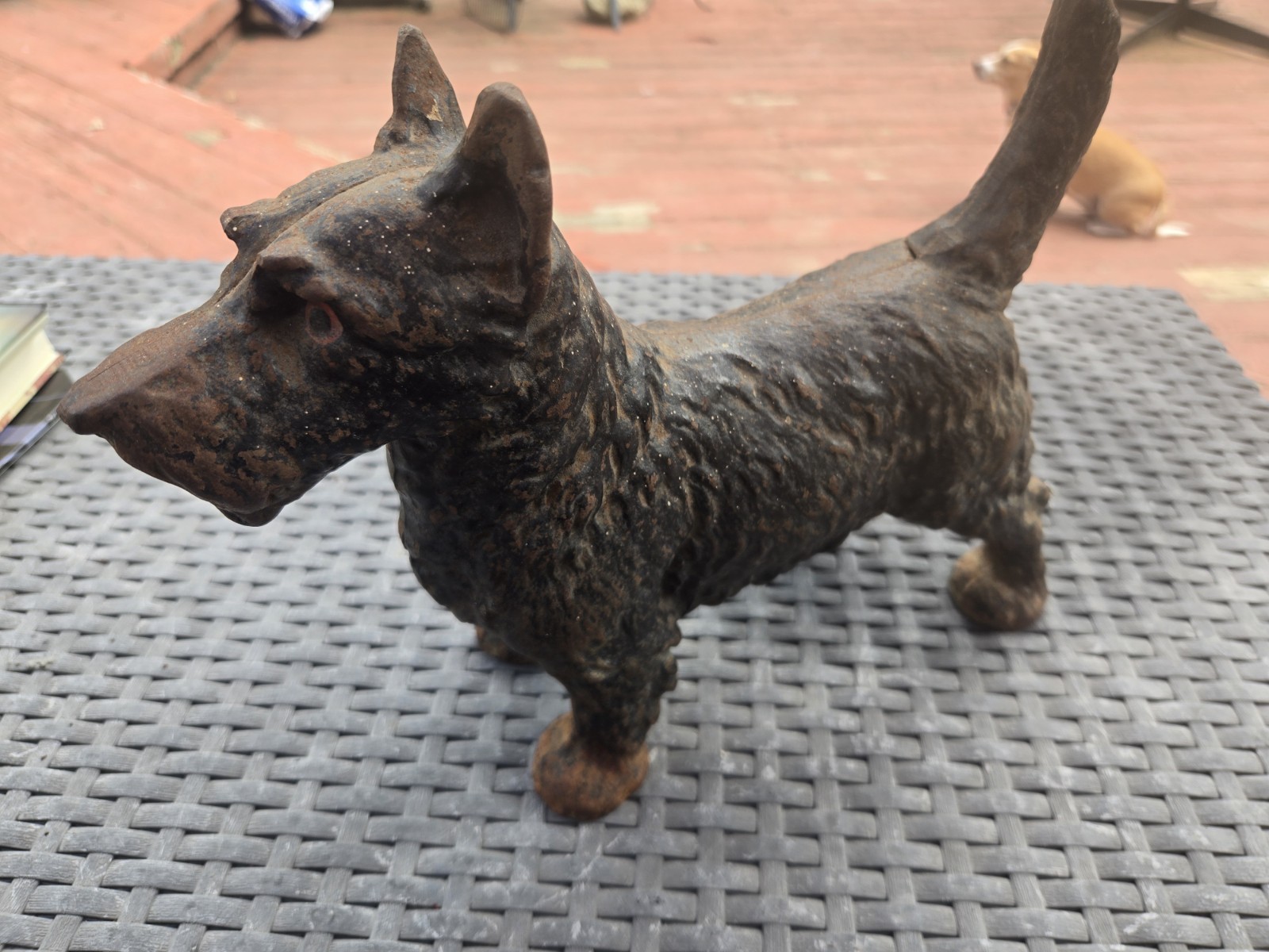 Antique Standing Cast Iron Schnauzer Figure Terrier Dog Doorstop
