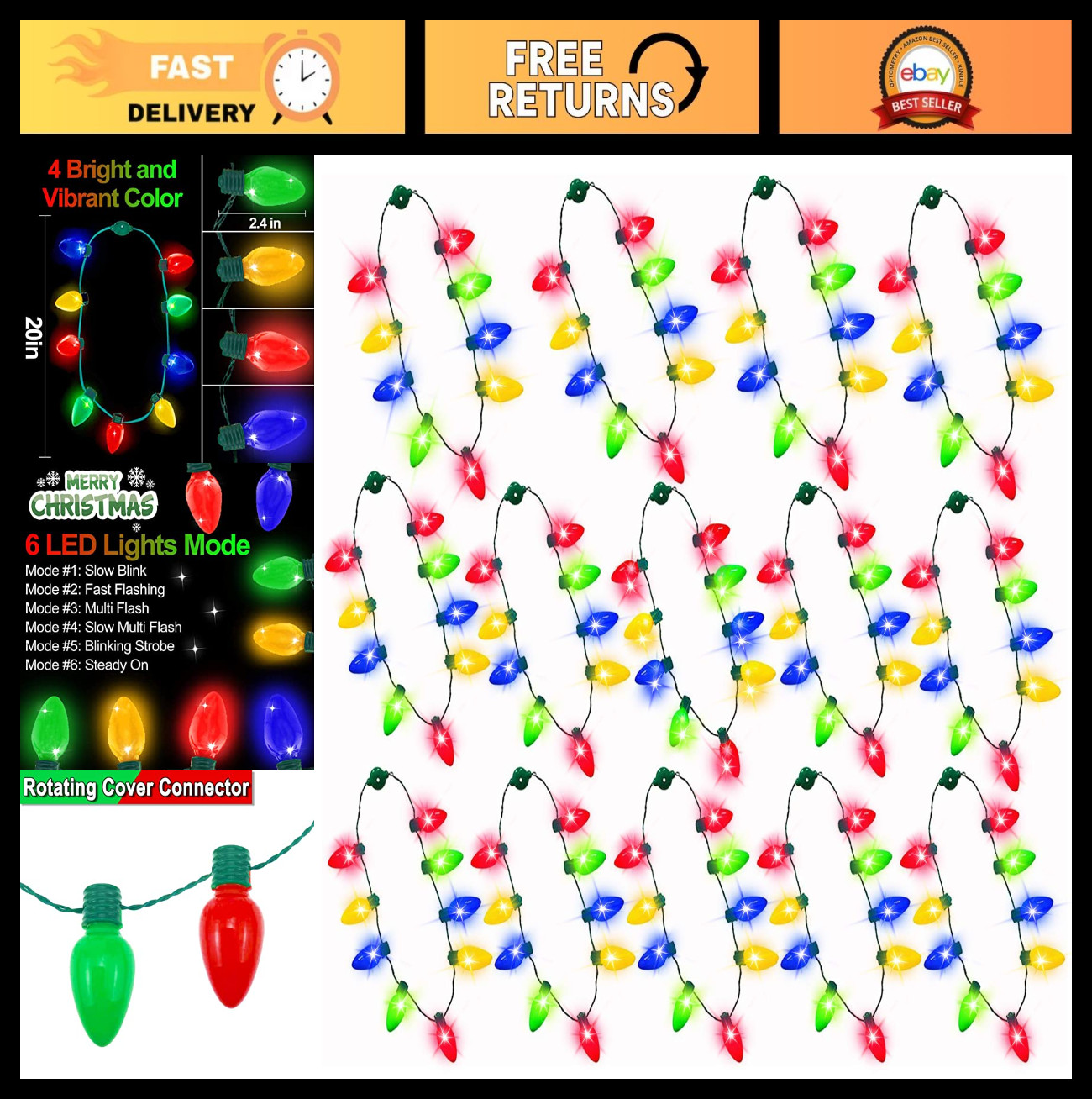 14 Pack Light Up Necklaces for Mardi Gras & St. Patrick's Day - 6 Modes, Party F 14 Pack Light Up Necklaces for Mardi Gras & St. Patrick's Day - 6 Modes, Party F