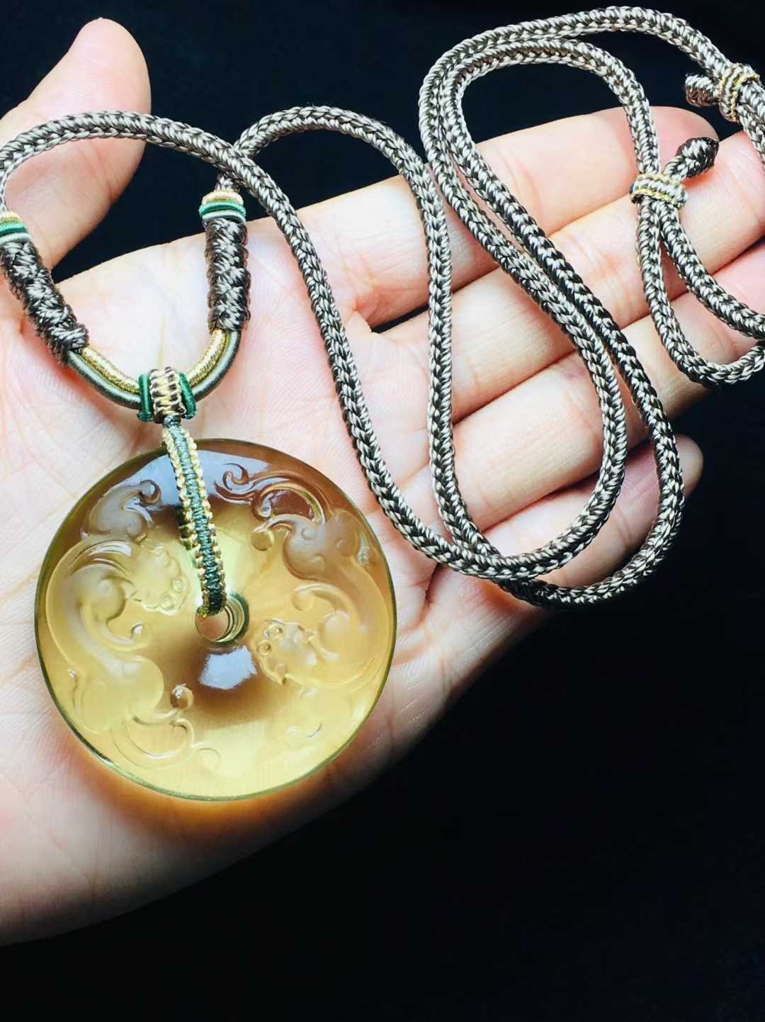 Natural Citrine Smiling  Peace Pendant Large Pendant