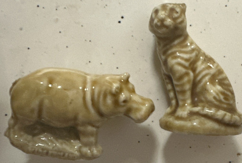 Vintage Wade Whimsies Hippo & Tiger Figurine 1973-85 Miniature Animals
