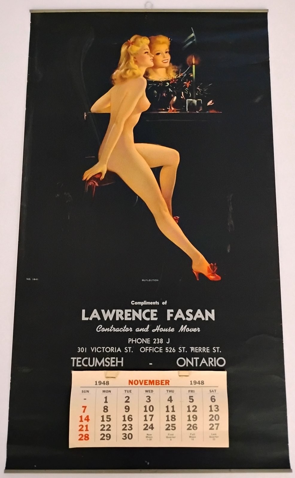 😲 RARE LARGE 1948 PINUP GIRL CALENDAR VINTAGE BLONDIE POSTER ART PRINT PLAYBOY