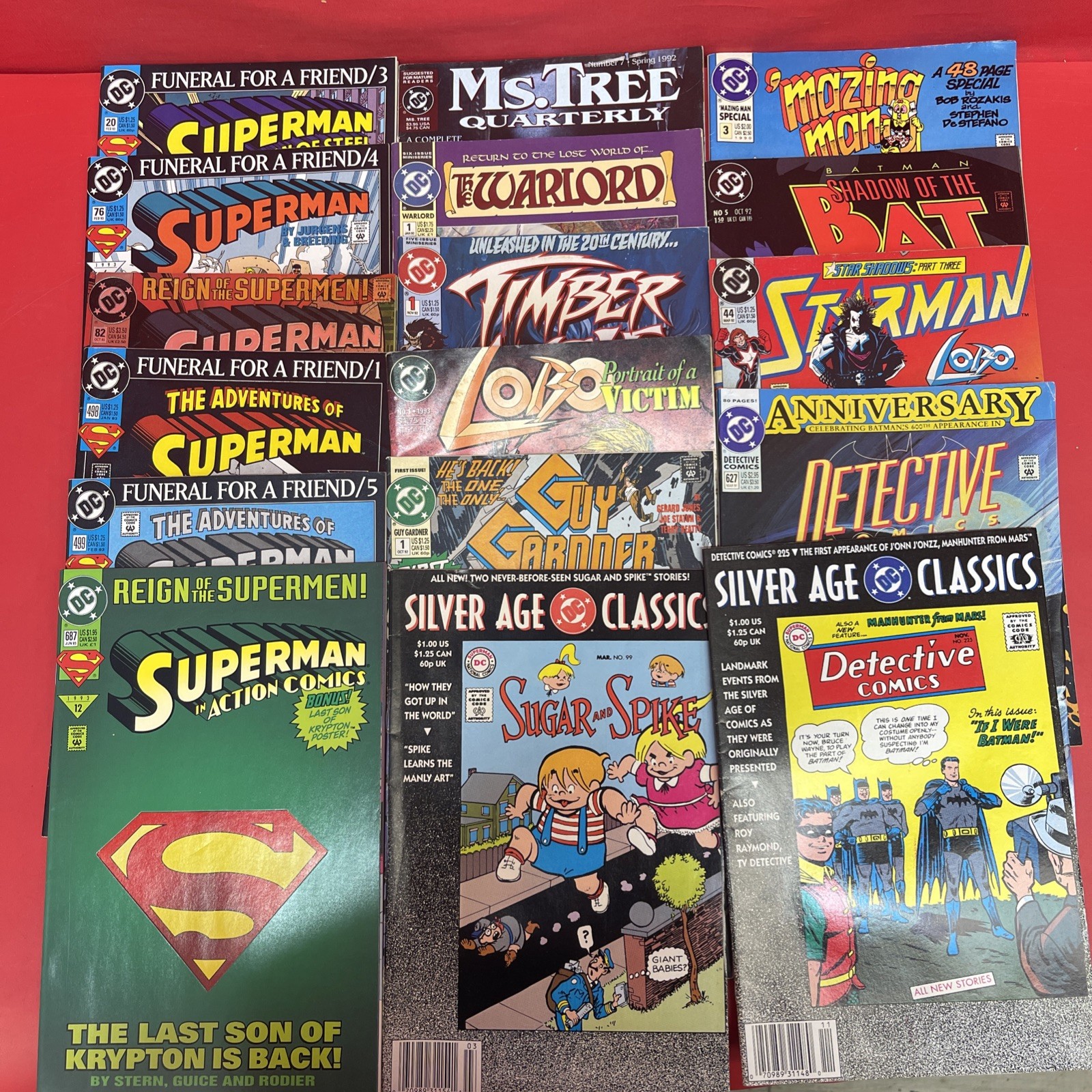 Vintage DC Comics Lot 17 Superman Batman Lobo Funeral For A Friend 1990s. •40
