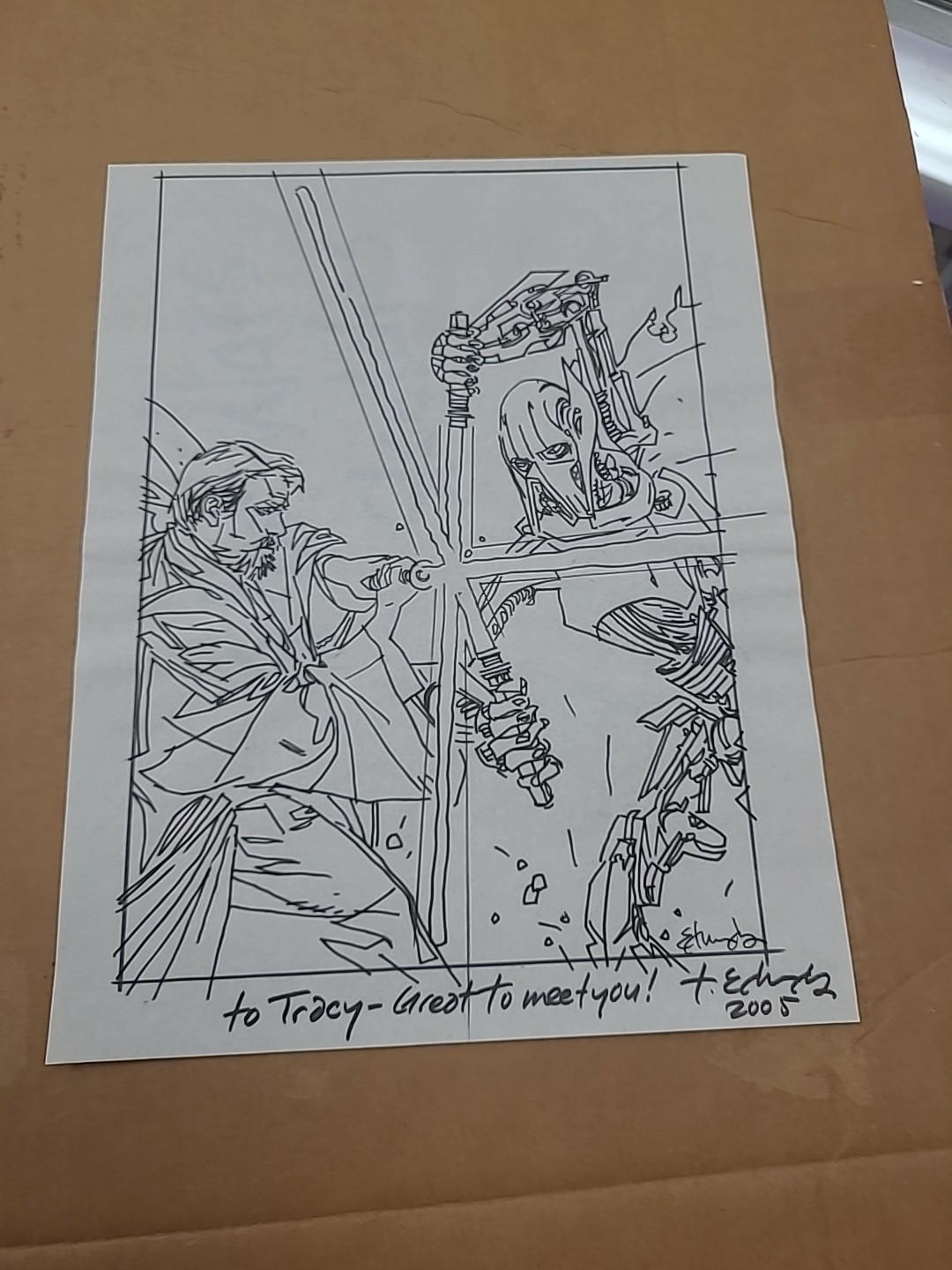 STAR WARS ORIGINAL SKETCH OF COVER ART FOR OBI-WAN’S FOE BY TOMMY LEE EDWARDS