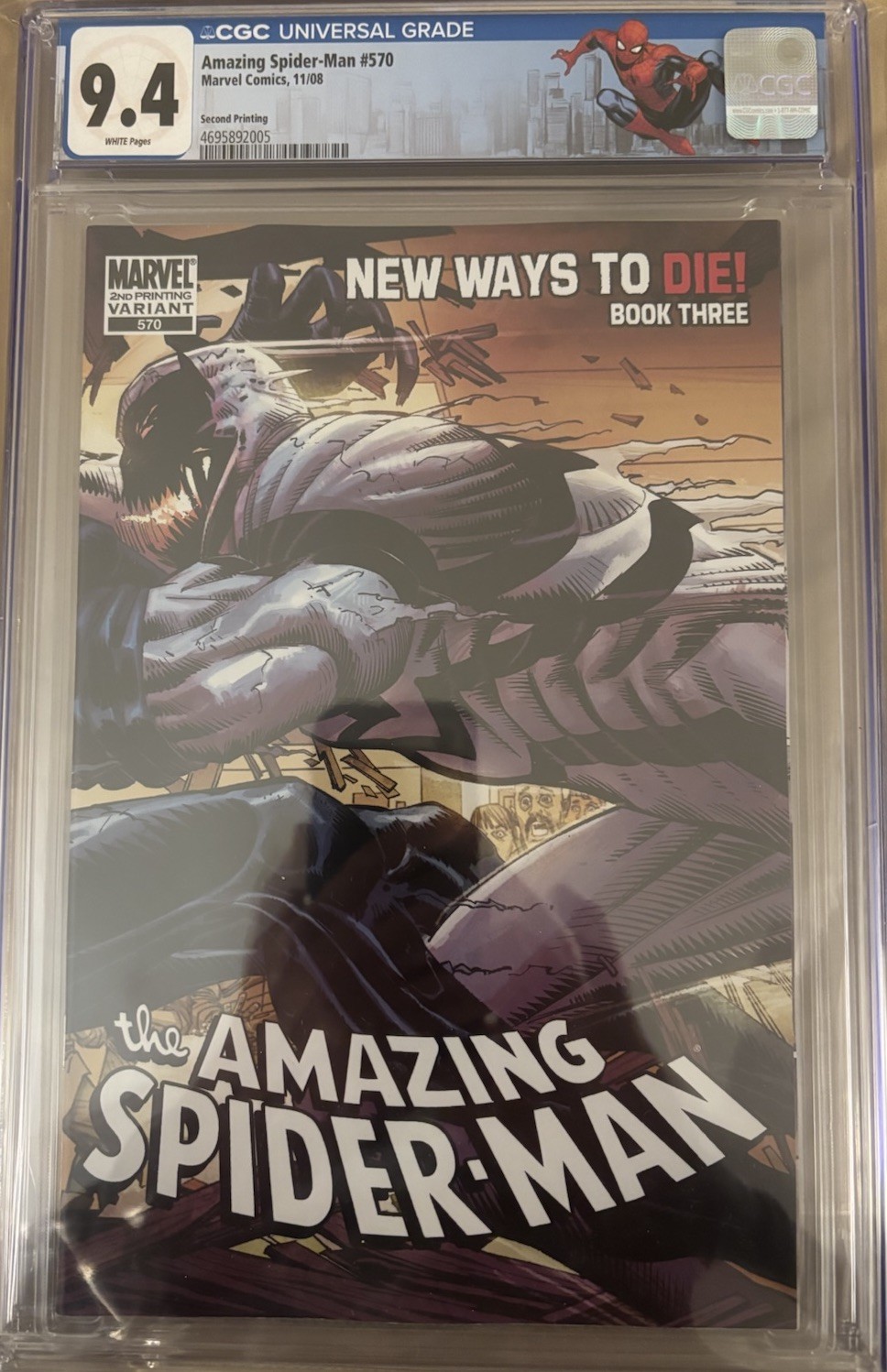 Amazing Spider-Man 570. 2nd Print. JRJR Wraparound. CGC 9.4. Spidey NYC Label.