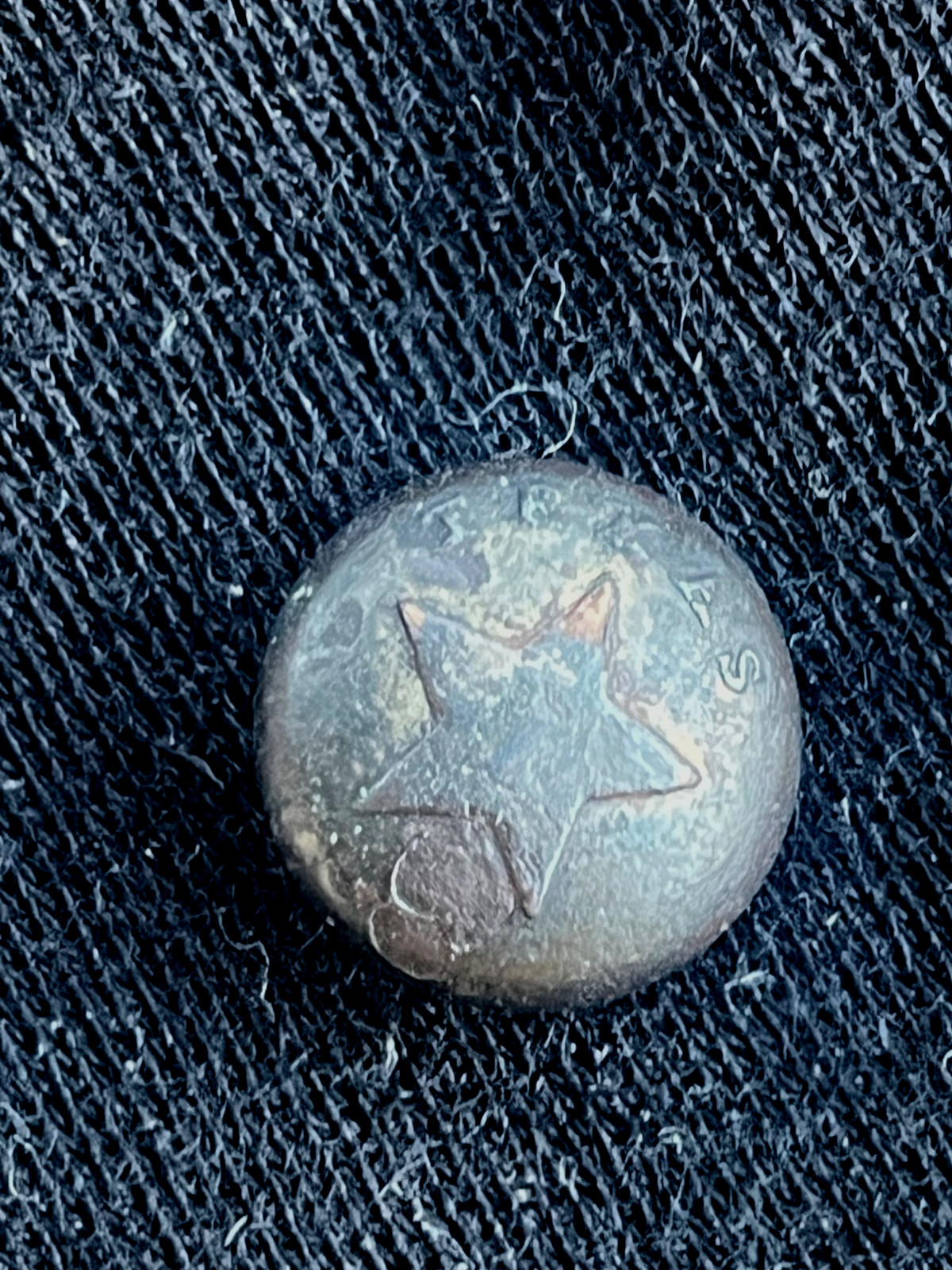 Civil War Texas Infantry Confederate Cuff Button with backmark dug Rare w/COA