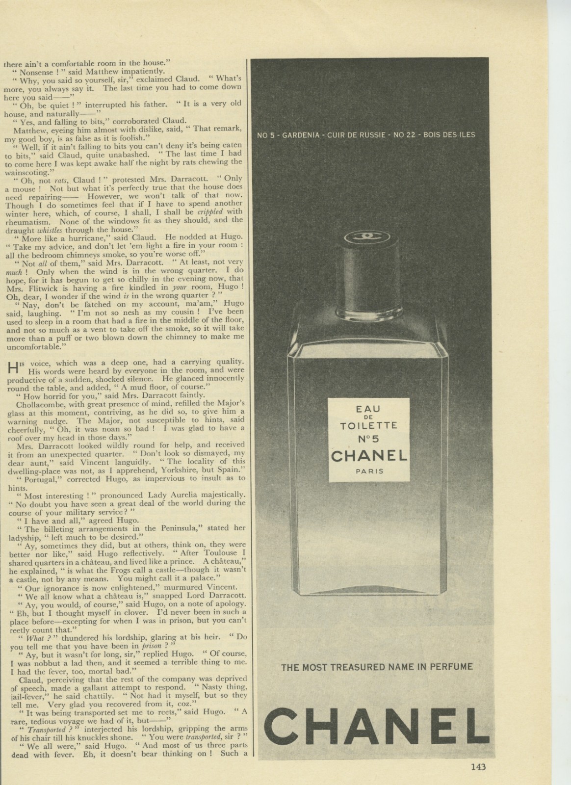 Vintage Chanel No 5 Perfume Eau de Toilette Magazine Print Ad 1950s Paris