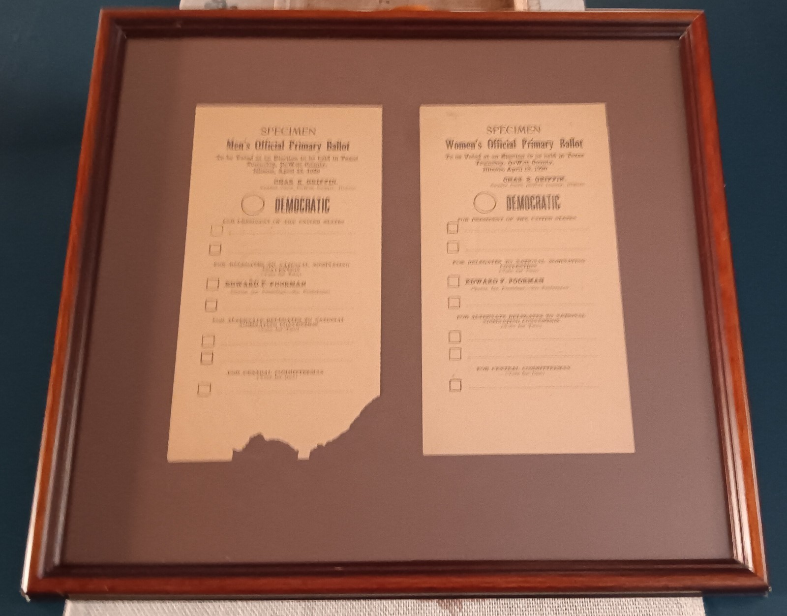 Rare 1920s Men' s & Women's Official Primary Ballot Tickets (Illinois Specimen)