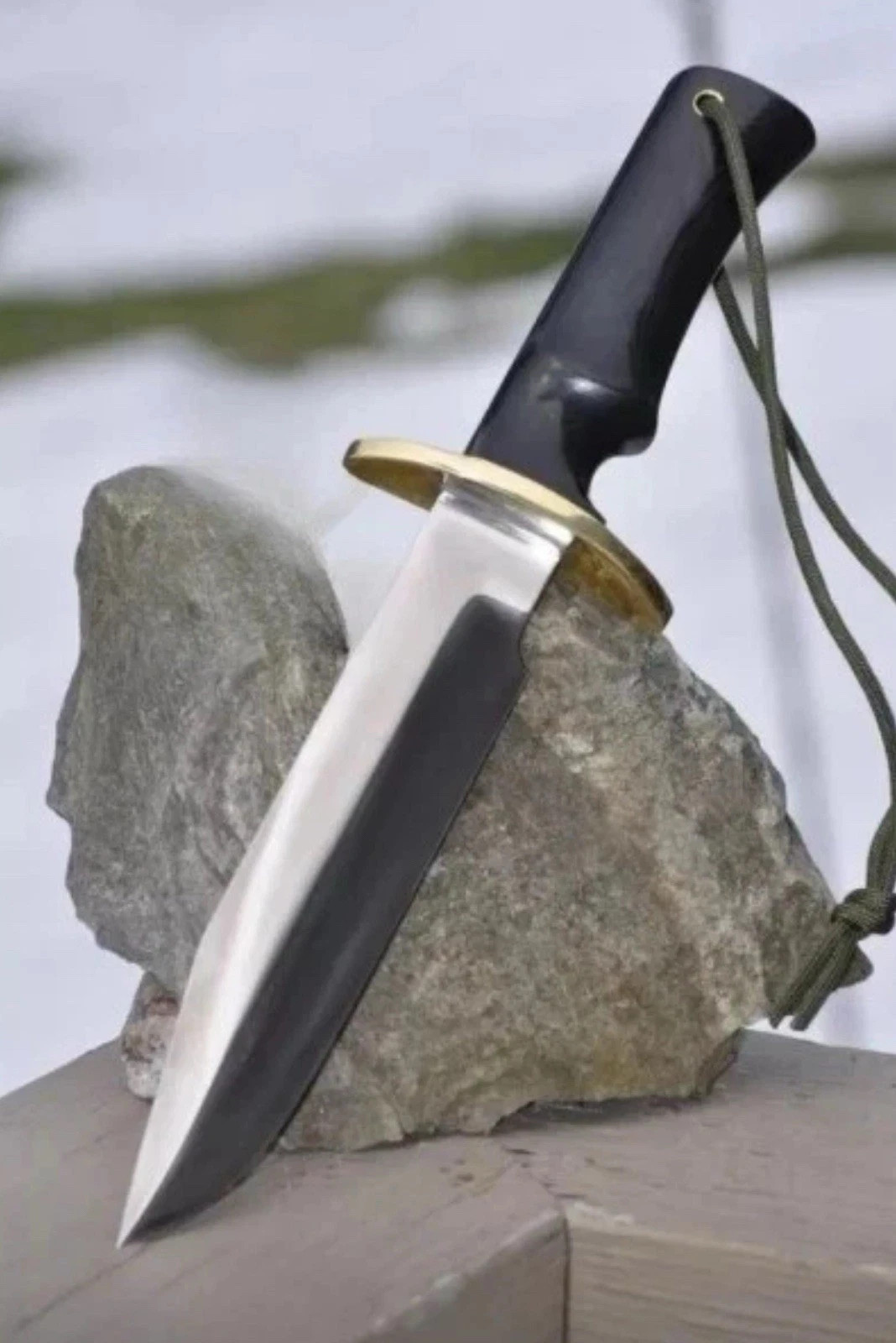 CUSTOM HANDMADE D2 TOOL STEEL HUNTING BOWIE KNIFE WITH MICARTA HANDLE & SHEATH