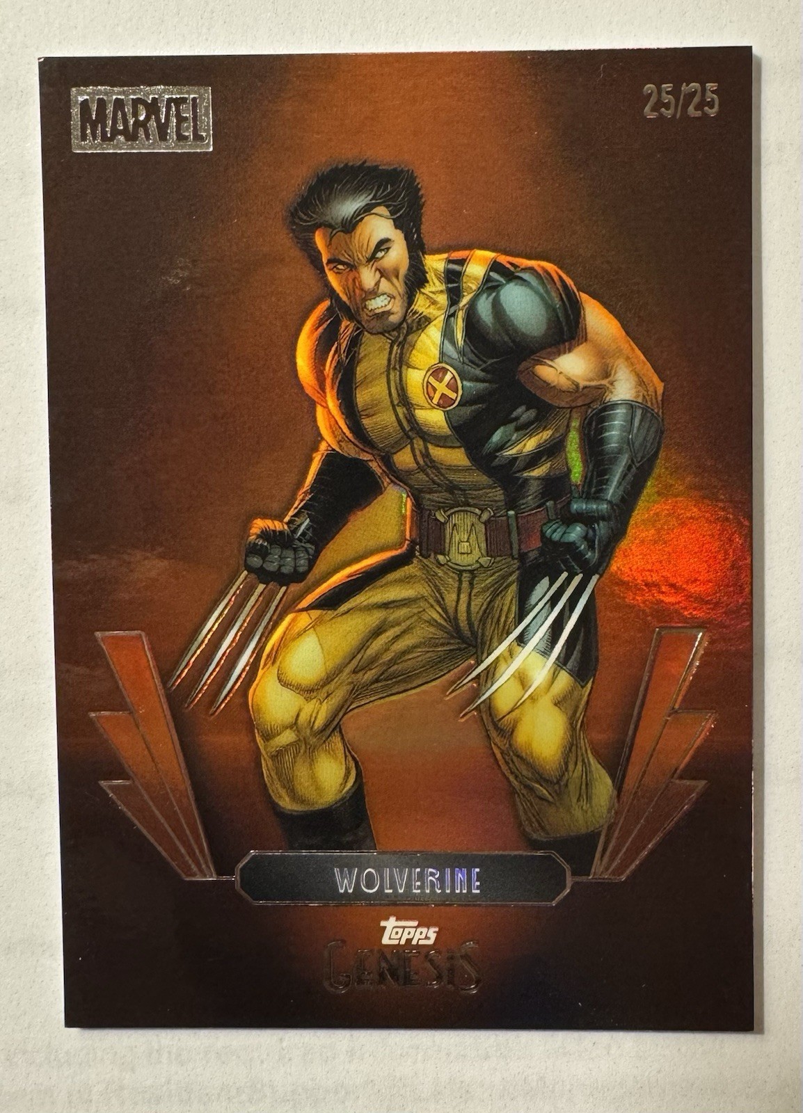 2025 Topps Genesis Marvel Wolverine Orange Foil 25/25 Bookend
