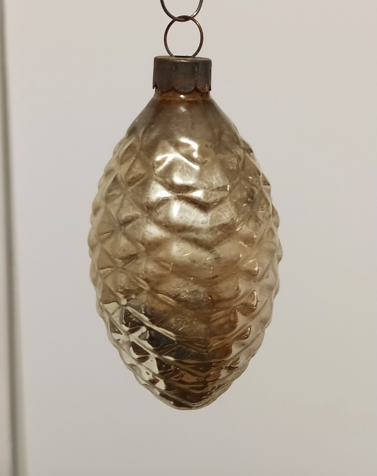 Vintage Christmas Early Corning Glass Pine Cone Ornament