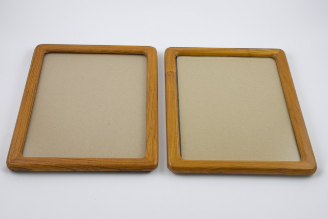 2 Vintage Carr 8 x10 Teak Picture Frames Round Corners Spline Joint  UV Glass