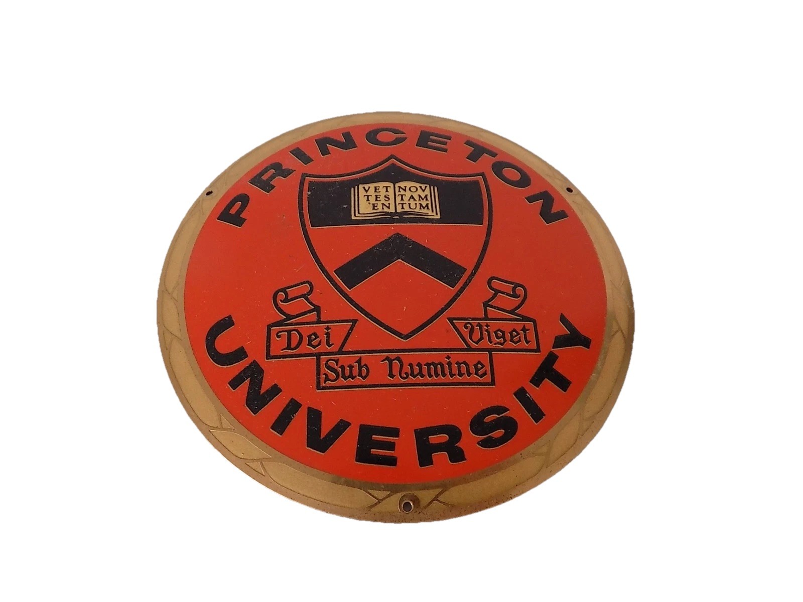 Vintage Princeton University brass plaque or license plate topper