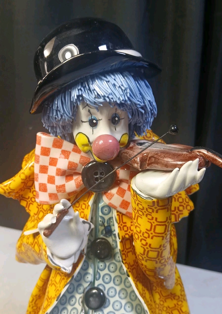 14\' Authentic Hand Painted Zampiva Vintage Ceramic Spaghetti Hair Clown 40/300