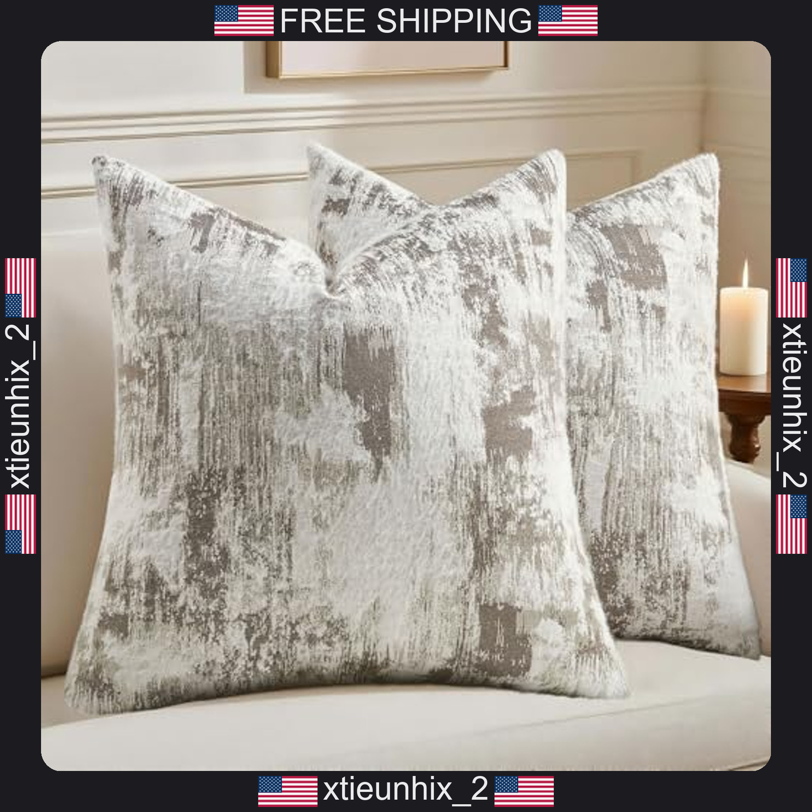 Faux Cashmere Jacquard Pillow Covers 18x18 Inch Set of 2 Neutral Tones