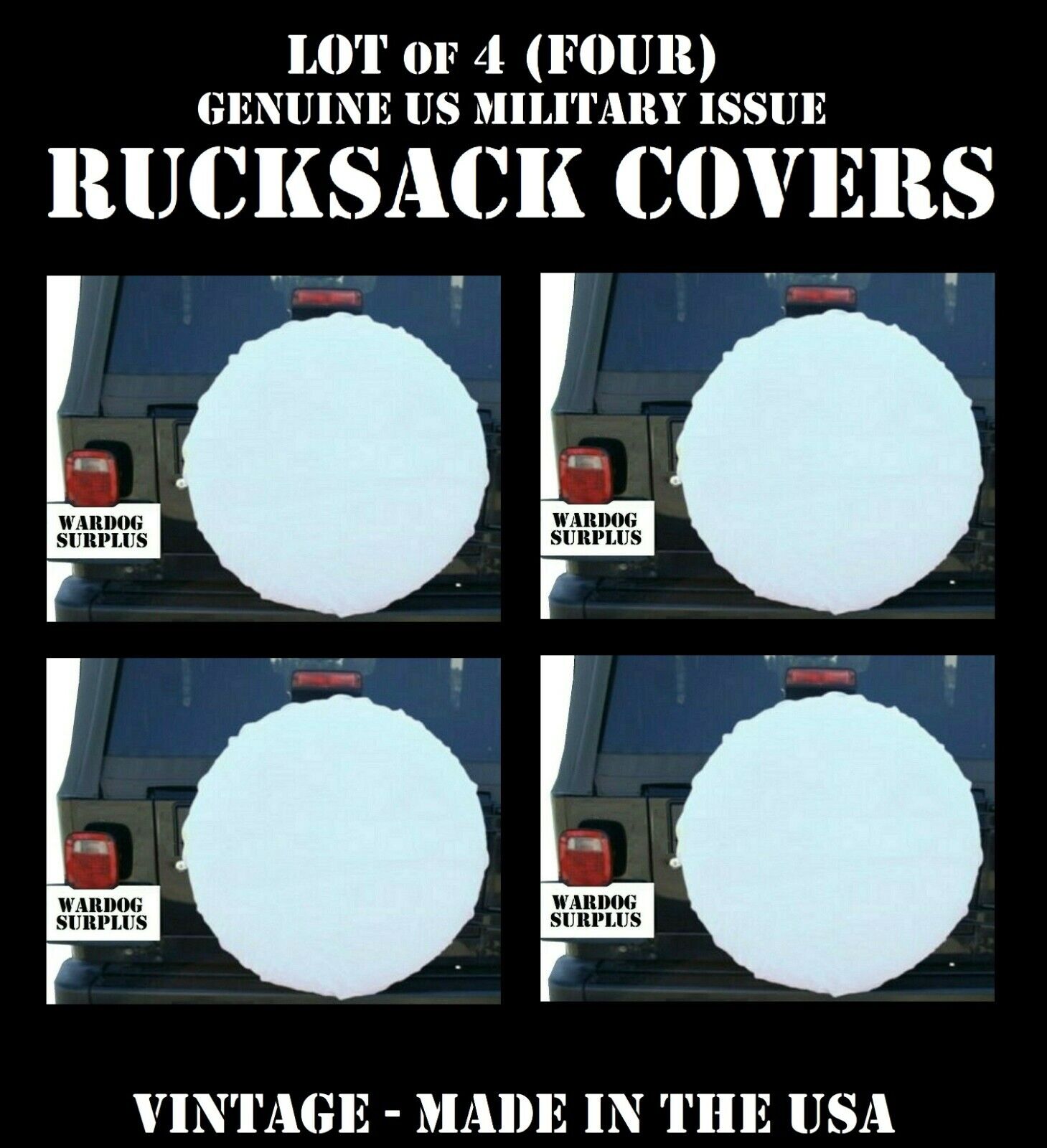 LOT of 4 COVER FIELD PACK ALICE LC-1 LC-2 RUCKSACK WHITE US MILITARY SPARE TIRE