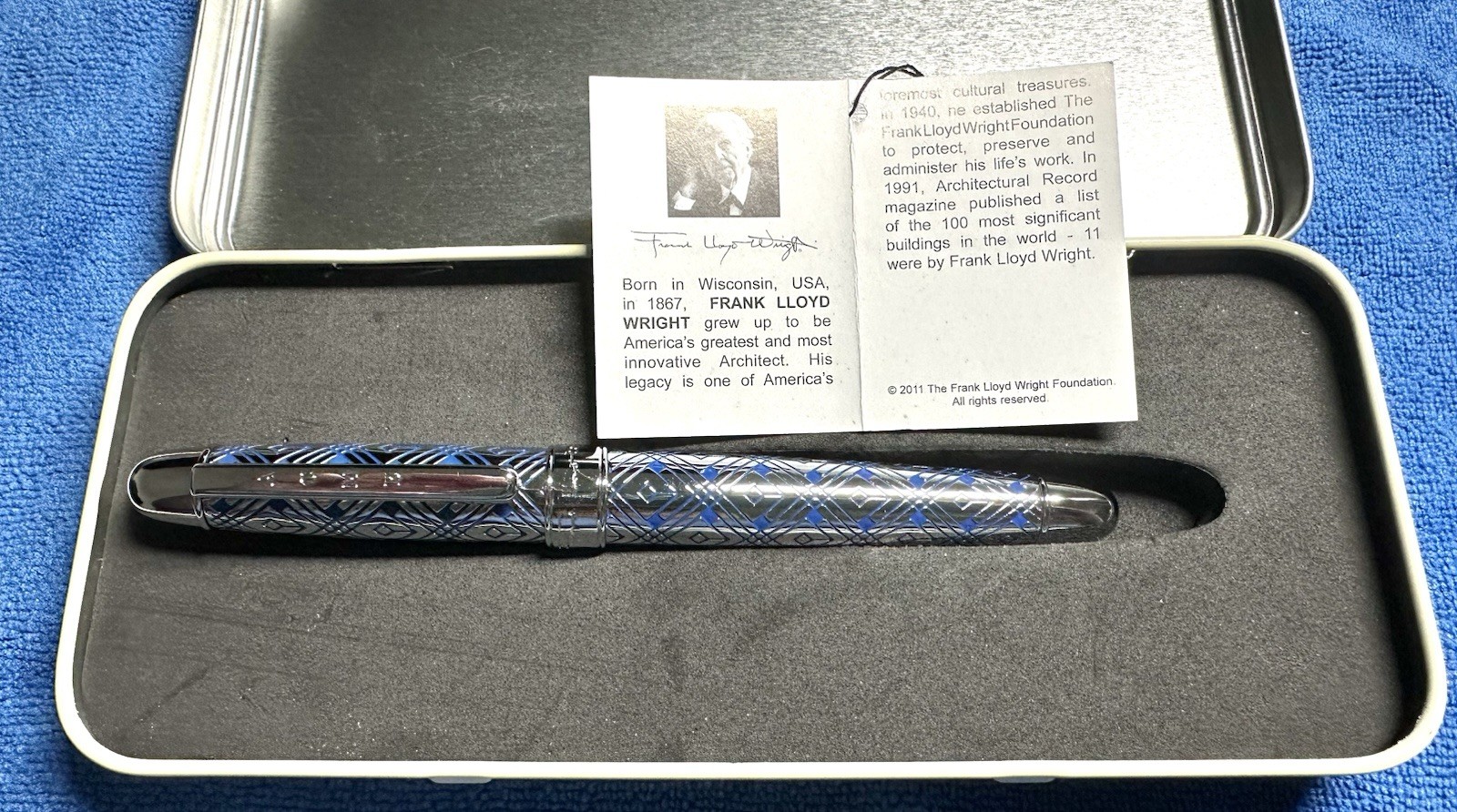 ACME Studios Cinema San Diego Etched Rollerball Pen Frank Lloyd Wright Design