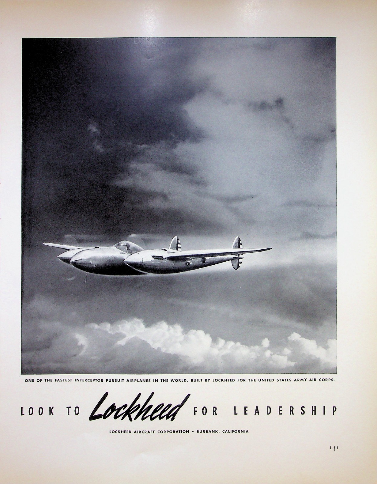 Original 1940 Vintage print: Lockheed Aircraft Corporation California
