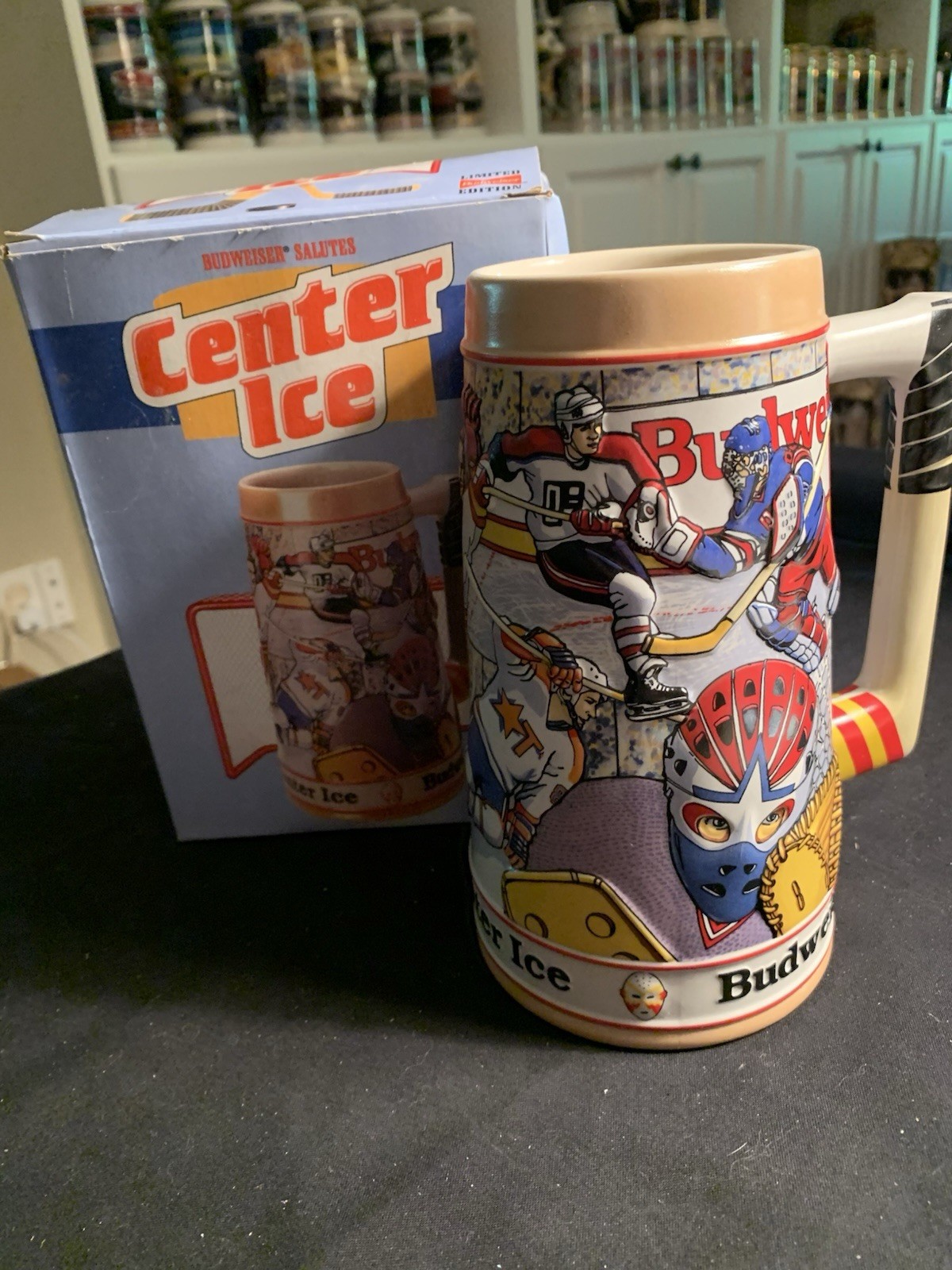 Budweiser Center Ice Hockey Sports Series Beer Stein 1993 Breweriana
