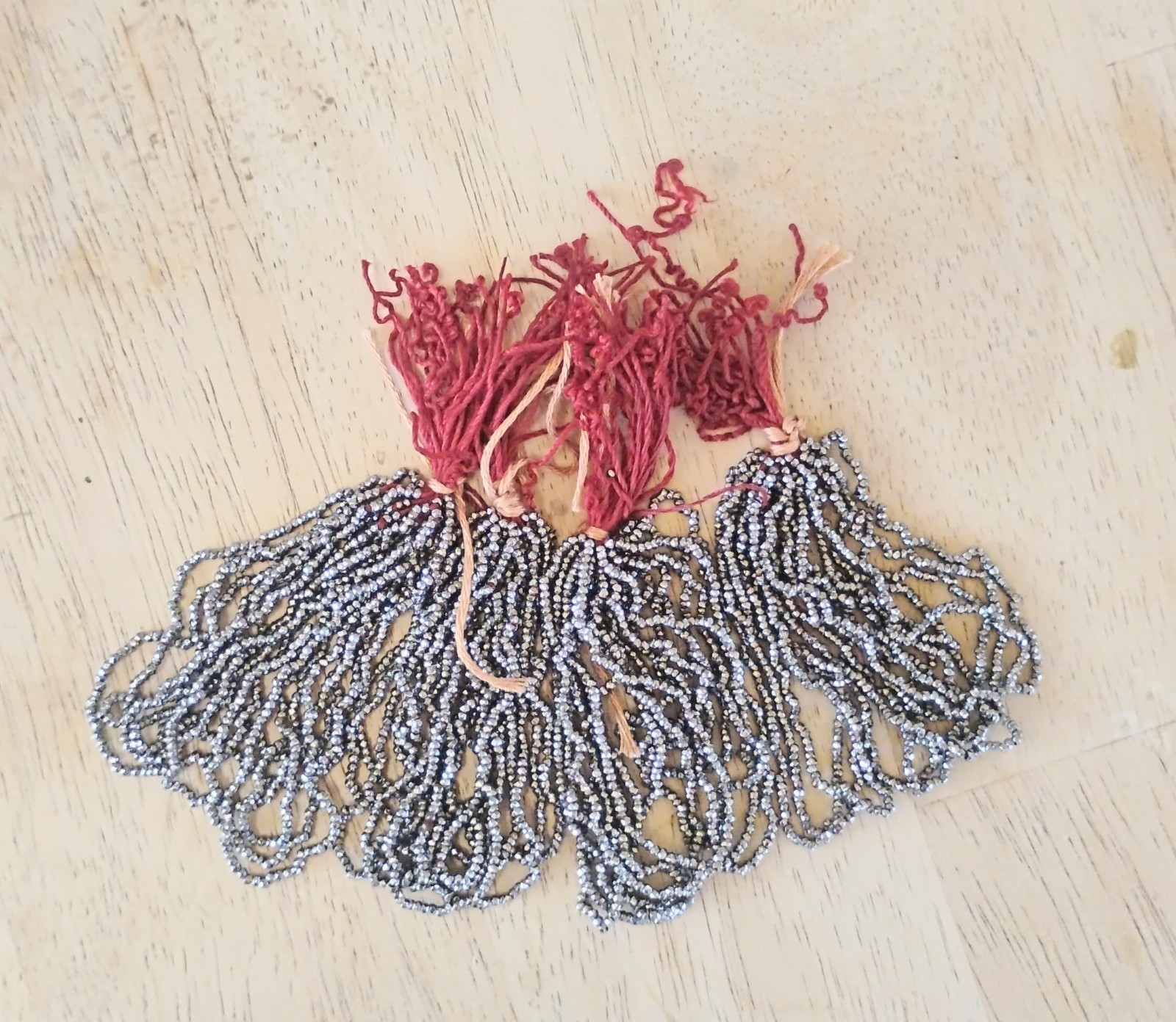 4 HANKS ANTIQUE VICTORIAN FRENCH CUT STEEL SEED BEADS