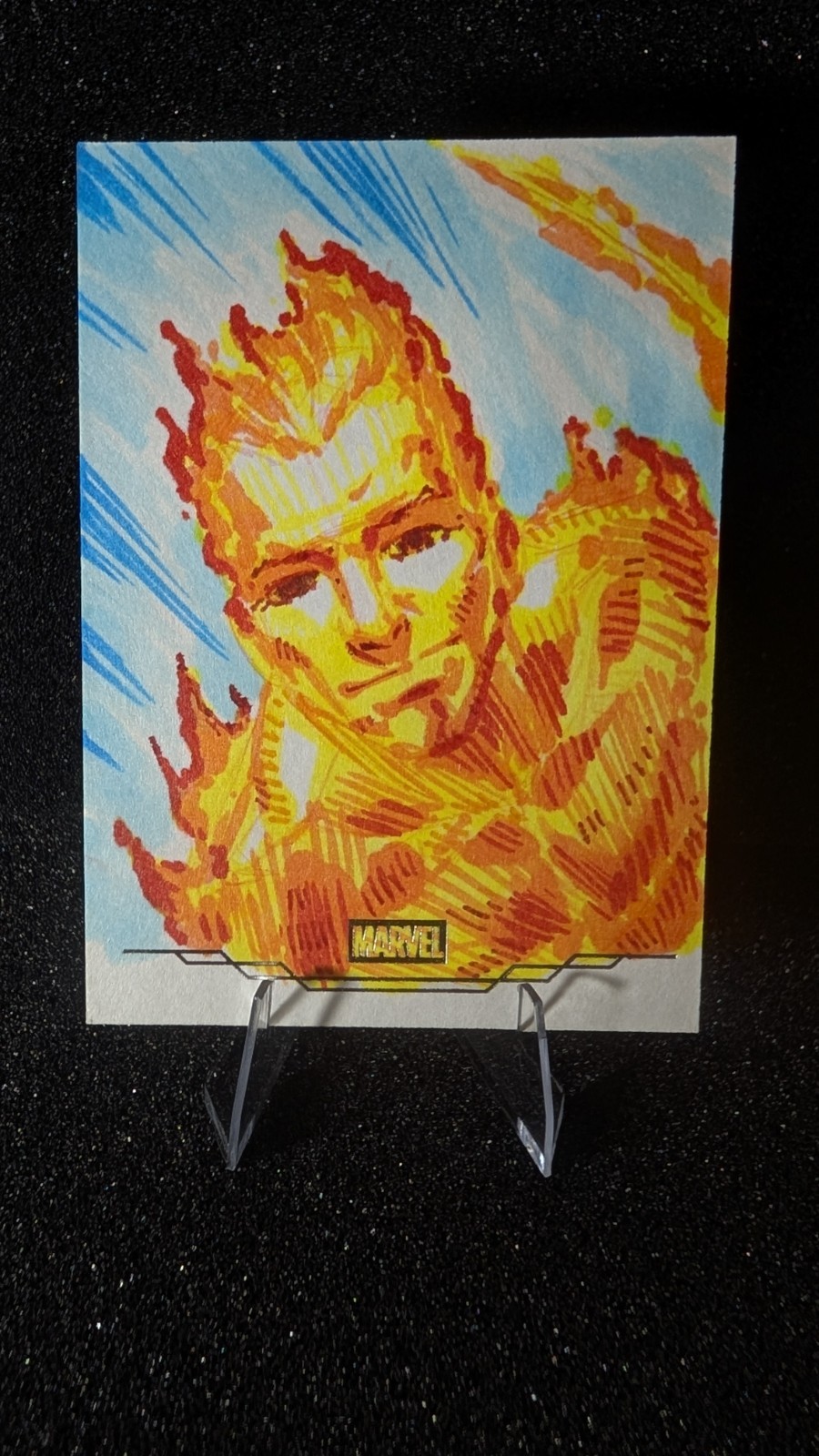 2025 Topps Chrome Marvel Studios Human Torch Sketch 1/1 Jay Peteranetz