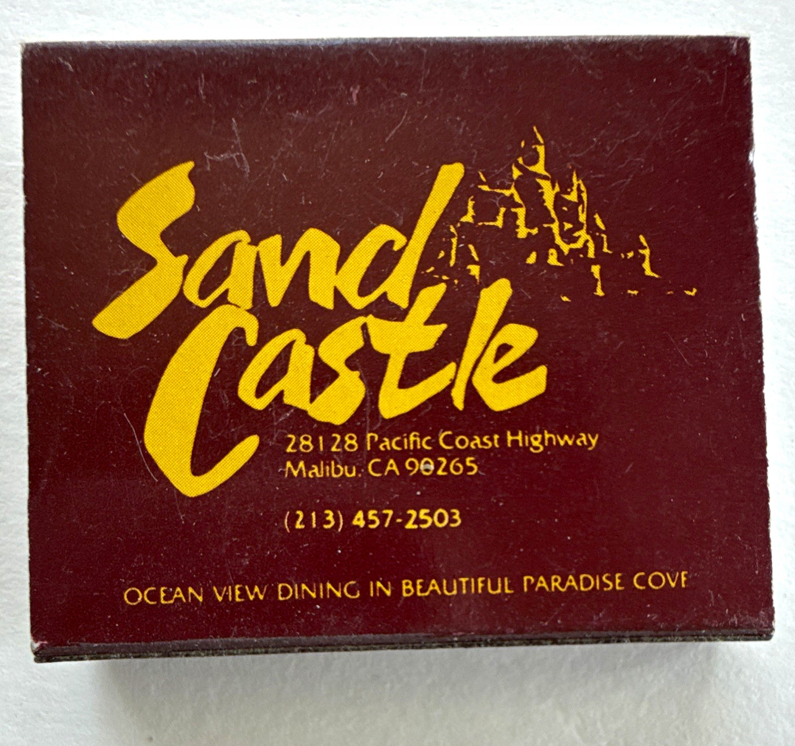 Vintage Sand Castle Restaurant Malibu CA Matchbook Pacific Coast Highway SoCal