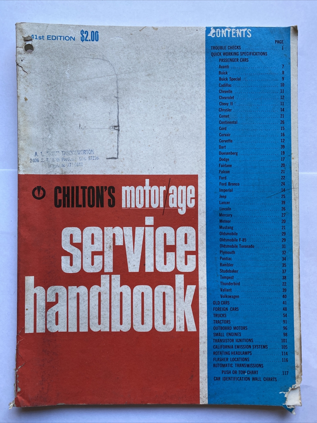 1966 Chilton\'s Motor Age Service Handbook - 41st Edition w/ Poster 