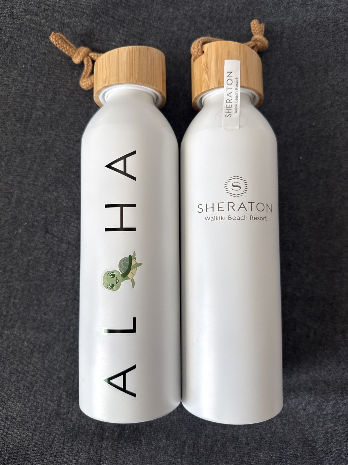 2 Sheraton Waikiki HI Beach Resort Hotel Water Bottles ALOHA Turtle 20 oz Sealed