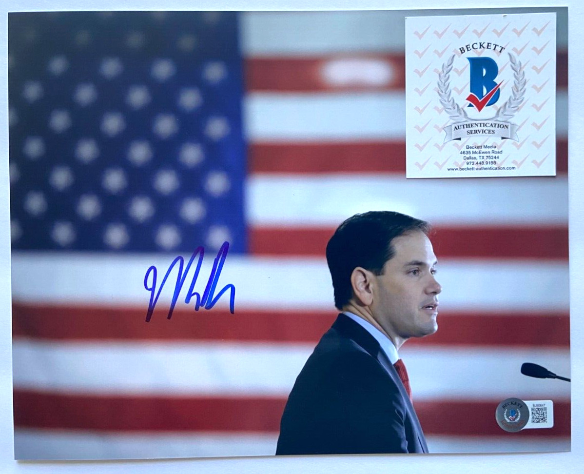SENATOR MARCO RUBIO SIGNED 8X10 PHOTO FLORIDA SECRETARY OF STATE GOP 2028 A BAS