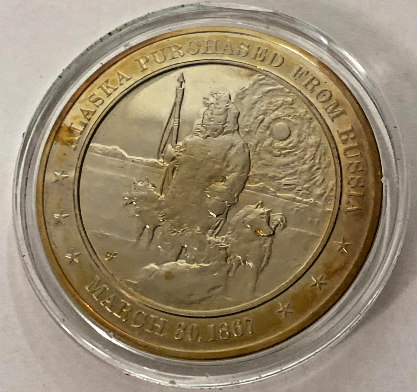 1867 Alaska Purchased From Russia Franklin Mint Solid Bronze Commemorative Coin