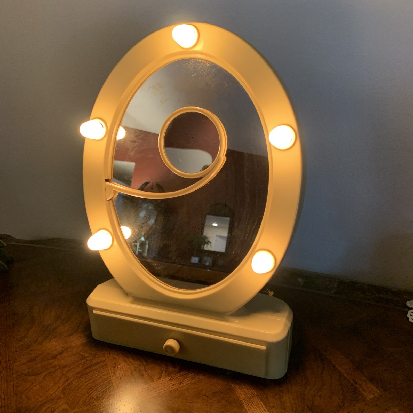 Vintage 1960’s Femme-Lite Make-Up Lighted Vanity Mirror w/ Drawer-Rialto Product