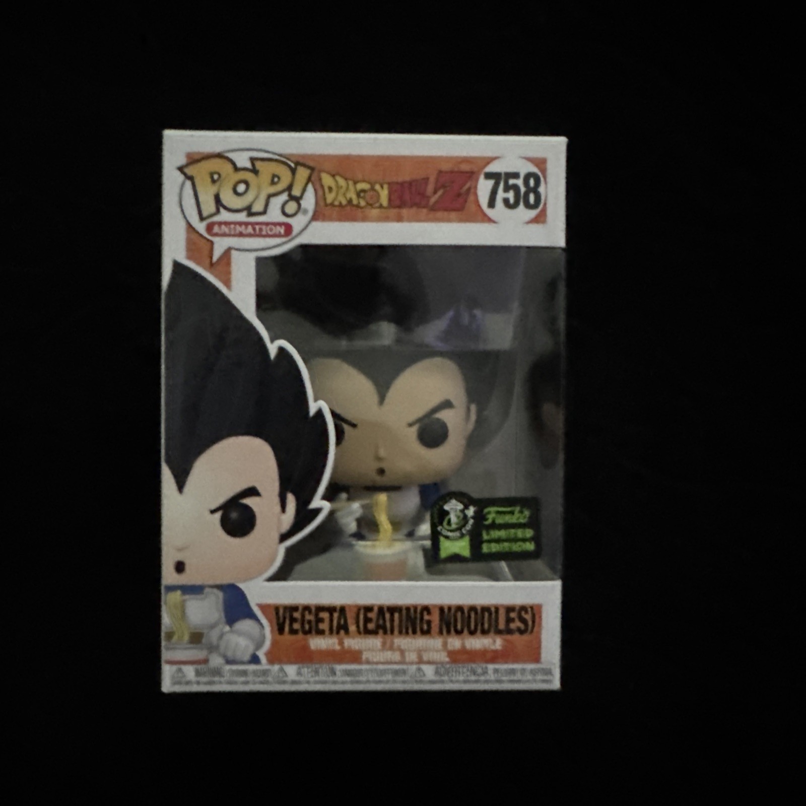 Funko Pop Dragon Ball Z - Vegeta (Eating Noodles) #758 - ECCC Sticker