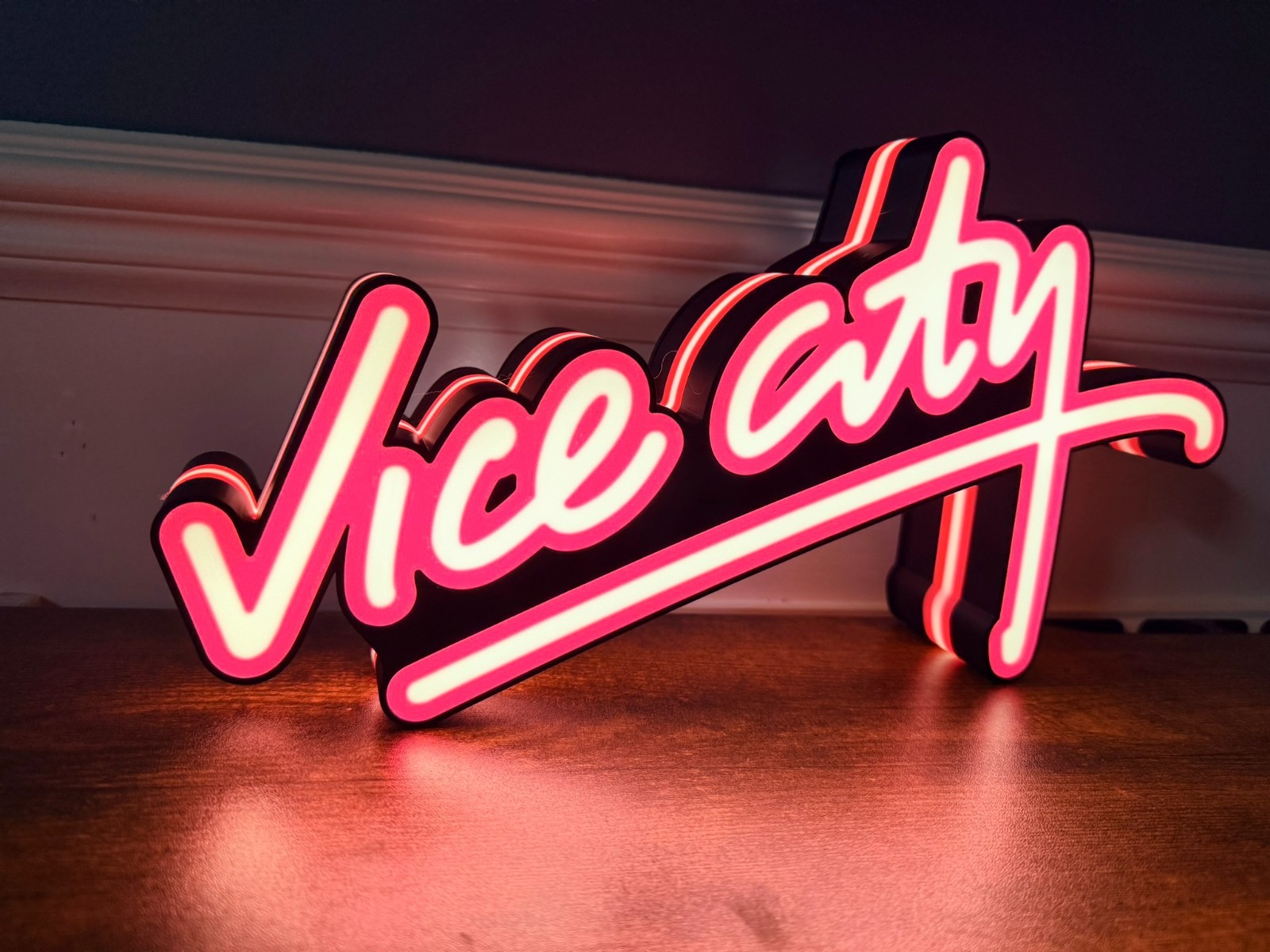 Vice City Inspired lit Sign GTA  Pink Led Sign for Bedroom Wall Decor gaming