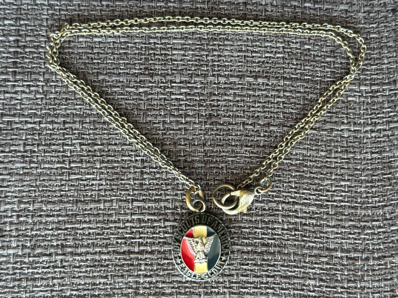 Official BSA Eagle Scout Pendant, Silver Necklace, 18\
