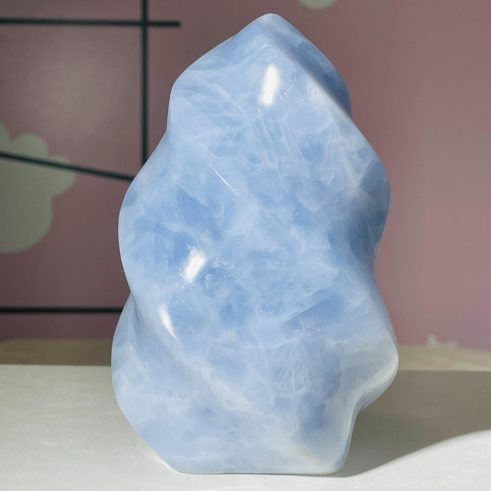 2.55lb Large Natural Blue Celestite Quartz Crystal Torch Point Specimen Healing
