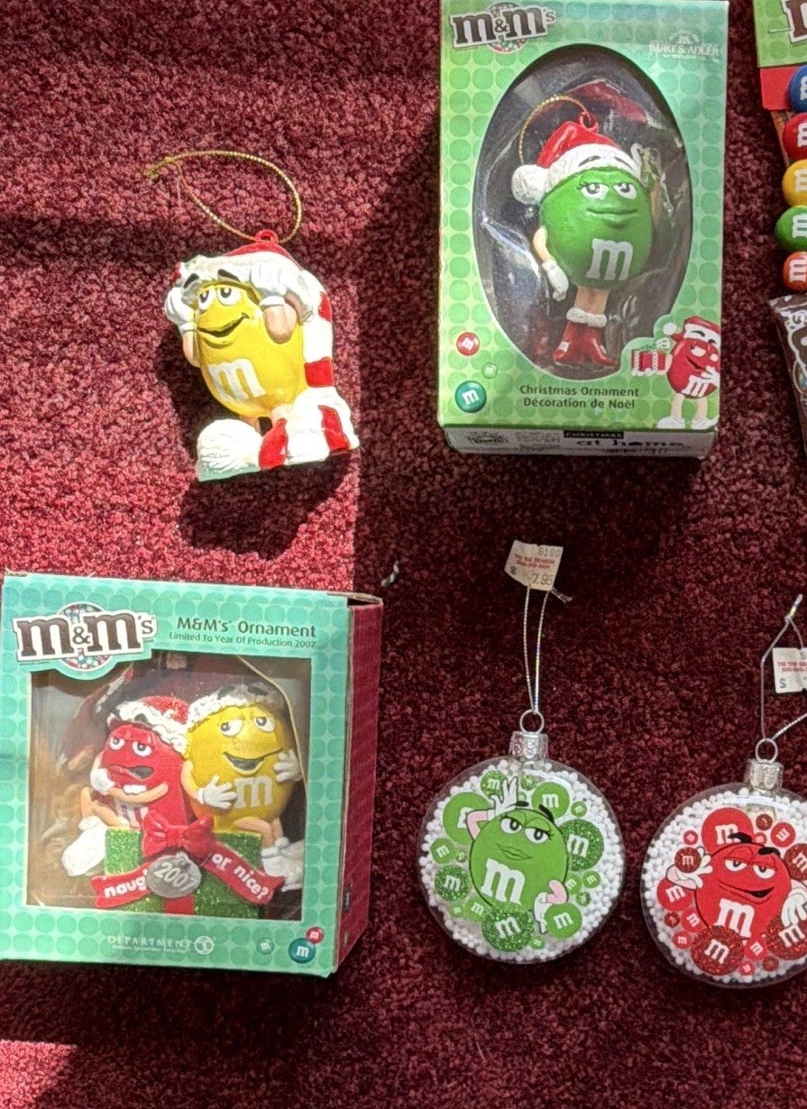 M&M’s Christmas Ornament Collectibles Lot w/, Multicolor