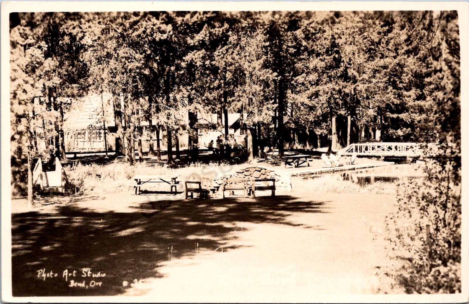 K13/ Bend Oregon RPPC Postcard c1930s Park Scene Bridge  394