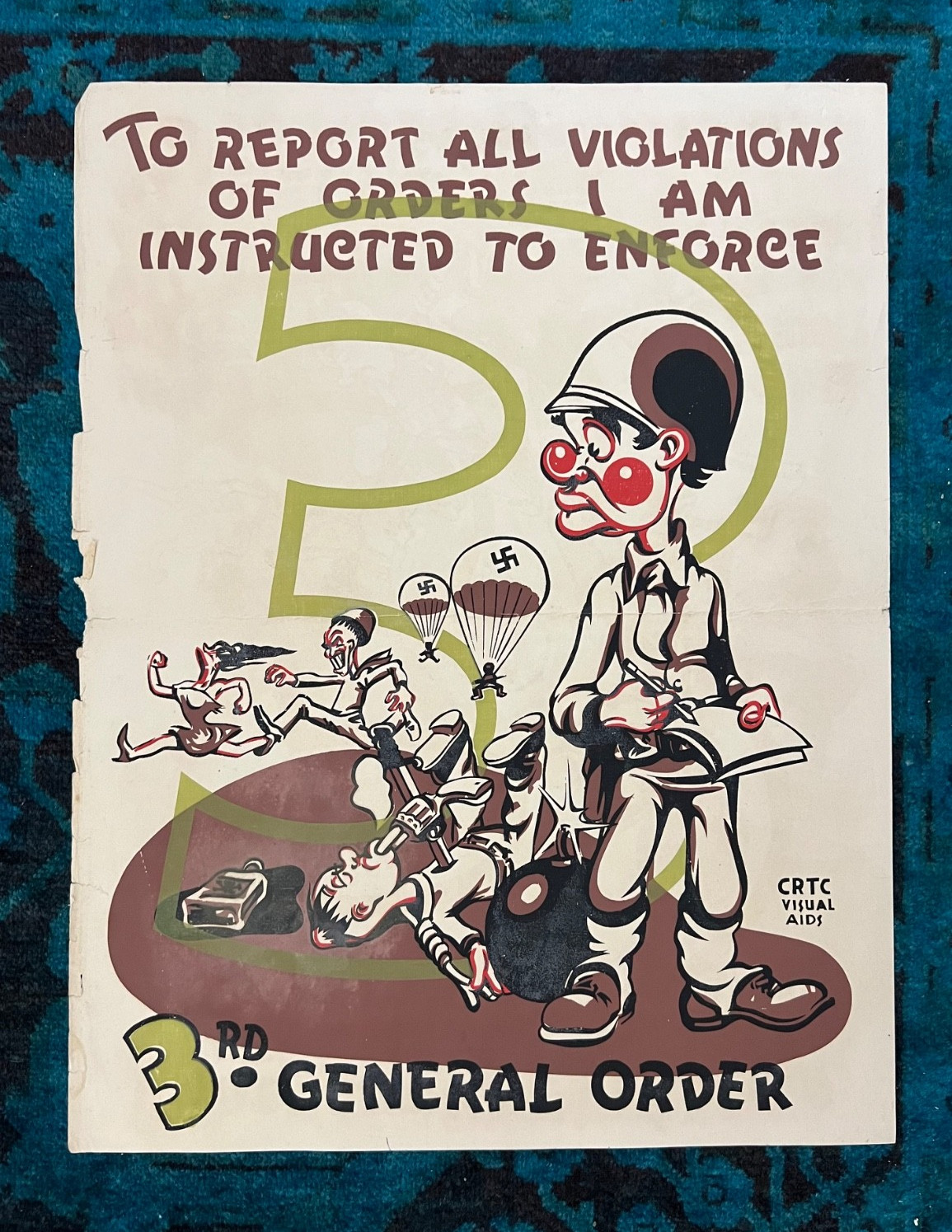 WWII WW2 Original War Poster General Order Army Military Visual Aid Paratrooper